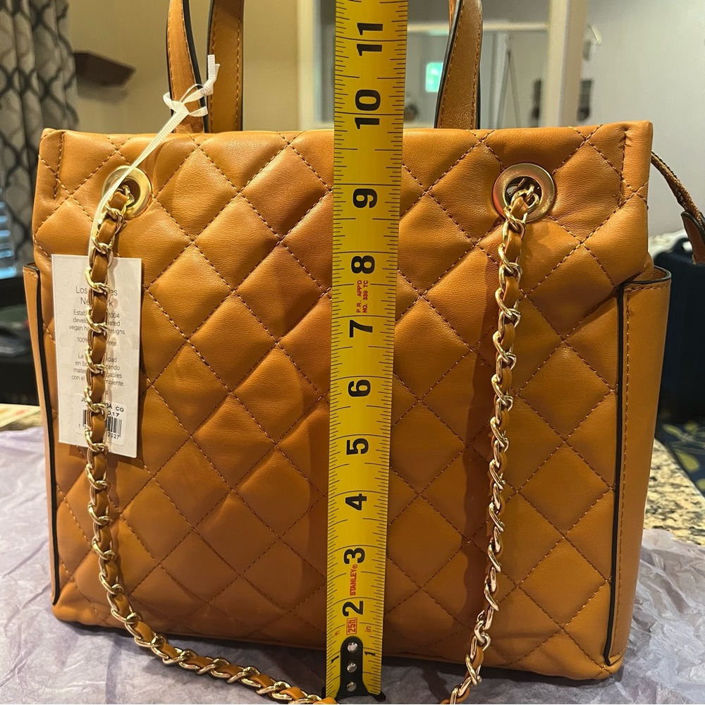 NWT Alyssa 100% Gold HW Brown Vegan Leather Tote! - Picture 7 of 9